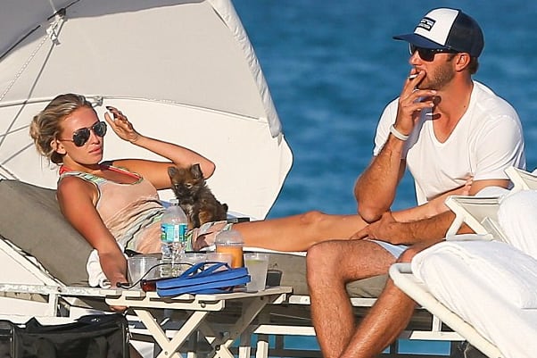 Dustin Johnson Smokes Cigarette on Beach with Paulina Gretzky
