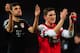 LONDON, ENGLAND - FEBRUARY 19: Thomas Mueller and Bastian Schweinsteiger of Bayern Muenchen applaud the fans after the UEFA Champions League round of 16 first leg match between Arsenal and Bayern Muenchen at Emirates Stadium on February 19, 2013 in London, England. (Photo by Shaun Botterill/Getty Images)
