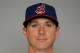 Feb 19, 2013; Goodyear, AZ, USA; Cleveland Indians pitcher Scott Kazmir poses for a picture during photo day at the Indians Spring Training Facility. Mandatory Credit: Jake Roth-USA TODAY Sports