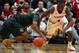 Jan 27 2013, Bloomington, USA; Indiana Hoosiers guard Victor Oladipo (4) steals the ball away from Michigan State Spartans guard Gary Harris (14) at Assembly Hall. Indiana defeats Michigan State 75-70. Mandatory Credit: Brian Spurlock-USA TODAY Sports