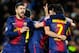 BARCELONA, SPAIN - MARCH 12: Gerard Pique of FC Barcelona (L) celebrates after team-mate Lionel Messi of scored the opening goal during the UEFA Champions League round of 16 second leg match between FC Barcelona and AC Milan at the Camp Nou Stadium on March 12, 2013 in Barcelona, Spain. (Photo by David Ramos/Getty Images)