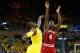 ANN ARBOR, MI - MARCH 10: Victor Oladipo #4 of the Indiana Hoosiers takes a second half jump shot over Tim Hardaway Jr. #10 of the Michigan Wolverines at Crisler Center on March 10, 2013 in Ann Arbor, Michigan. Indiana won the game 72-71. (Photo by Gregory Shamus/Getty Images)