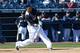 PEORIA, AZ - FEBRUARY 24: Michael Morse #38 of the Seattle Mariners hits a double in the spring training game against the in the San Diego Padres at Peoria Sports Complex on February 24, 2013 in Peoria, Arizona. (Photo by Jennifer Stewart/Getty Images)