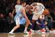 NEW YORK, NY - DECEMBER 09: Carmelo Anthony #7 of the New York Knicks keeps the ball away from Danilo Gallinari #8 of the Denver Nuggets at Madison Square Garden on December 9, 2012 in New York City. NOTE TO USER: User expressly acknowledges and agrees that, by downloading and/or using this photograph, user is consenting to the terms and conditions of the Getty Images License Agreement. The Knicks defeated the Nuggets 112-106. (Photo by Bruce Bennett/Getty Images)