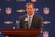 NEW ORLEANS, LA - FEBRUARY 04: NFL Commissioner Roger Goodell speaks during the Super Bowl XLVII Team Winning Coach and MVP Press Conference at the Ernest N. Morial Convention Center on February 4, 2013 in New Orleans, Louisiana. (Photo by Christian Petersen/Getty Images)