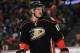 March 8, 2013; Anaheim, CA, USA; Anaheim Ducks right wing Corey Perry (10) during a stoppage in play against the Calgary Flames during the second period at Honda Center. Mandatory Credit: Gary A. Vasquez-USA TODAY Sports