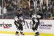 PITTSBURGH, PA - MARCH 12: Brandon Sutter #16 of the Pittsburgh Penguins celebrates with Sidney Crosby #87 after scoring the game winning goal against the Boston Bruins during the game at Consol Energy Center on March 12, 2013 in Pittsburgh, Pennsylvania. The Penguins won 3-2. (Photo by Justin K. Aller/Getty Images)