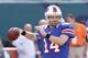 MIAMI GARDENS, FL - DECEMBER 23: Ryan Fitzpatrick #14 of the Buffalo Bills throws the ball prior to the game against the Miami Dolphins on December 23, 2012 at Sun Life Stadium in Miami Gardens, Florida. The Dolphins defeated the Bills 24-10. (Photo by Joel Auerbach/Getty Images)