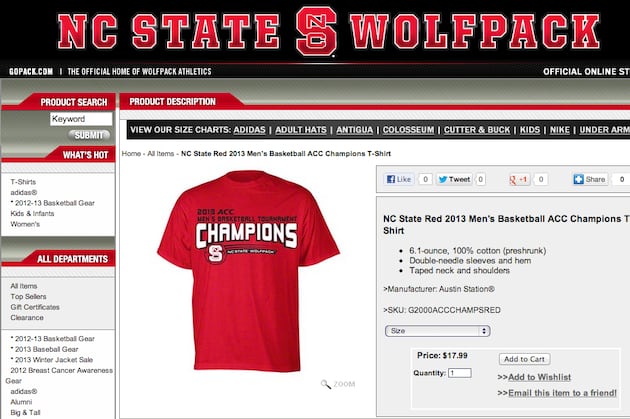 NCSU Store Touted 'ACC Champs' Shirts