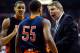 LAS VEGAS, NV - DECEMBER 14: Head coach Tim Floyd of the UTEP Miners talks to his players Gabriel McCulley #23 and D'Von Campbell #55 during their game against the UNLV Rebels at the Thomas & Mack Center December 14, 2011 in Las Vegas, Nevada. UNLV won 65-54. (Photo by Ethan Miller/Getty Images)
