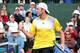 INDIAN WELLS, CA - MARCH 08: Jack Sock celebrates after winning a point against Ivo Karlovic of Croatia during day 3 of the BNP Paribas Open at Indian Wells Tennis Garden on March 8, 2013 in Indian Wells, California. (Photo by Stephen Dunn/Getty Images)