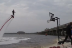 Hoverboard + Beach + Basketball = Flyboarding