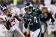 PHILADELPHIA, PA - SEPTEMBER 30: Wide receiver Ramses Barden #13 of the New York Giants catches a pass in front of cornerback Nnamdi Asomugha #24 of the Philadelphia Eagles at Lincoln Financial Field on September 30, 2012 in Philadelphia, Pennsylvania. (Photo by Rob Carr/Getty Images)