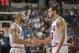 Mar 13, 2013; Sacramento, CA, USA; Chicago Bulls power forward Carlos Boozer (5) celebrates with Chicago Bulls center Joakim Noah (13) during the first quarter of the game against the Sacramento Kings at Power Balance Pavilion. Mandatory Credit: Ed Szczepanski-USA TODAY Sports