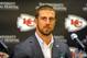 Mar 13, 2013; Kansas City, MO, USA; Kansas City Chiefs quarterback Alex Smith speaks to media during the press conference at The University of Kansas Hospital Training Complex. Mandatory Credit: Denny Medley-USA TODAY Sports