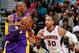 ATLANTA, GA - MARCH 13: Dahntay Jones #30 of the Atlanta Hawks defends against Kobe Bryant #24 of the Los Angeles Lakers at Philips Arena on March 13, 2013 in Atlanta, Georgia. NOTE TO USER: User expressly acknowledges and agrees that, by downloading and or using this photograph, User is consenting to the terms and conditions of the Getty Images License Agreement. (Photo by Kevin C. Cox/Getty Images)