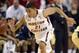 Mar 14, 2013; Greensboro, NC, USA; Boston College Eagles guard Olivier Hanlan (21) breaks away up the court against the Georgia Tech Yellow Jackets during the first round of the ACC tournament at Greensboro Coliseum. Mandatory Credit: John David Mercer-USA TODAY Sports