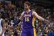 Feb 1, 2013; Minneapolis, MN, USA; Los Angeles Lakers forward Pau Gasol (16) against the Minnesota Timberwolves at the Target Center. The Lakers defeated the Timberwolves 111-100. Mandatory Credit: Brace Hemmelgarn-USA TODAY Sports