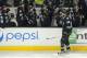 Mar 14, 2013; San Jose, CA, USA; San Jose Sharks defenseman Brent Burns (88) celebrates with teammates after scoring a goal during the first period of the game against the Los Angeles Kings at the HP Pavilion. Mandatory Credit: Ed Szczepanski-USA TODAY Sports