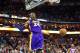 Mar 6, 2013; New Orleans, LA, USA; Los Angeles Lakers guard Kobe Bryant (24) reacts after dunking the ball against the New Orleans Hornets during the end of the fourth quarter at the New Orleans Arena. Los Angeles defeated New Orleans 108-102. Mandatory Credit: Crystal LoGiudice-USA TODAY Sports