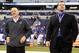 Dec. 30, 2012; Indianapolis, IN, USA; Indianapolis head coach Chuck Pagano (left) and general manager Ryan Grigson during pre-game against the Houston Texans at Lucas Oil Stadium. Mandatory Credit: Thomas J. Russo-USA TODAY Sports