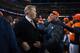 DENVER, CO - DECEMBER 30: John Elway, Executive Vice President of Football Operations for the Denver Broncos, begins to celebrate with head coach John Fox as the clock runs out during a game against the Kansas City Chiefs at Sports Authority Field at Mile High on December 30, 2012 in Denver, Colorado. The Broncos defeated the Chiefs 38-3. (Photo by Dustin Bradford/Getty Images)