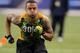 Feb 26, 2013; Indianapolis, IN, USA; Alabama Crimson Tide defensive end Dee Milliner does a footwork drill during the NFL Combine at Lucas Oil Stadium. Mandatory Credit: Brian Spurlock-USA TODAY Sports