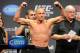 Mar 15, 2013; Montreal, Quebec, Canada; Georges St.Pierre during the weight-in for UFC 158 at the Bell Centre. Mandatory Credit: Eric Bolte-USA TODAY Sports