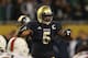 CHICAGO, IL - OCTOBER 06: Manti Te'o #5 of the Notre Dame Fighting Irish calls defensive signals against the Miami Hurricanes at Soldier Field on October 6, 2012 in Chicago, Illinois. Notre Dame defeated Miami 41-3. (Photo by Jonathan Daniel/Getty Images)