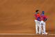 MIAMI, FL - MARCH 14: Carlos Santana #41 of the Dominican Republic looks on during a World Baseball Classic second round game against the USA at Marlins Park at Marlins Park on March 14, 2013 in Miami, Florida. (Photo by Mike Ehrmann/Getty Images)