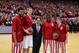 Mar 5, 2013, Bloomington, USA; Indiana Hoosiers from left to right Christian Watford, and Cody Zeller, and coach Tom Crean, and Victor Oladipo, and Jordan Hulls pose for a photo before the game against the Ohio State Buckeyes at Assembly Hall. Ohio State defeated Indiana 67-58. Mandatory Credit: Brian Spurlock-USA TODAY Sports