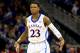 KANSAS CITY, MO - MARCH 14: Ben McLemore #23 of the Kansas Jayhawks reacts after sinking a three-pointer during the quarterfinal game of the 2013 Men's Big 12 Championships against the Texas Tech Red Raiders at Sprint Center on March 14, 2013 in Kansas City, Missouri. (Photo by Jamie Squire/Getty Images)