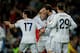 MADRID, SPAIN - MARCH 16: Gonzalo Higuain (2ndR) of Real Madrid CF celebrates scoring their first goal with teammates Pepe (2ndL), Alvaro Arbeloa (L) and Alvaro Morata (R) of Real Madrid CF competes for the ball with of RCD Mallorca during the La Liga match between Real Madrid CF and RCD Mallorca at Santiago Bernabeu Stadium on March 16, 2013 in Madrid, Spain. (Photo by Gonzalo Arroyo Moreno/Getty Images)
