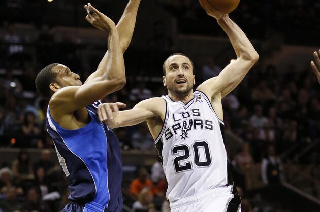 Manu Ginobili Slips and Falls Before Finishing with the Finger Roll