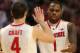 CHICAGO, IL - MARCH 16: Deshaun Thomas #1 and Aaron Craft #4 of the Ohio State Buckeyes react after scoring against the Michigan State Spartans during a semifinal game of the Big Ten Basketball Tournament at the United Center on March 16, 2013 in Chicago, Illinois. Ohio State defeats Michigan State 61-58. (Photo by Jonathan Daniel/Getty Images)