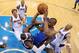 DALLAS, TX - MAY 05: Russell Westbrook #0 of the Oklahoma City Thunder takes a shot against Brendan Haywood #33 of the Dallas Mavericks during Game Four of the Western Conference Quarterfinals in the 2012 NBA Playoffs at American Airlines Center on May 5, 2012 in Dallas, Texas. NOTE TO USER: User expressly acknowledges and agrees that, by downloading and or using this photograph, User is consenting to the terms and conditions of the Getty Images License Agreement. (Photo by Ronald Martinez/Getty Images)