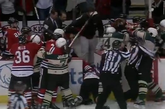Chicago Wolves vs Rockford IceHogs Hockey Brawl