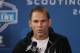 Feb 21, 2013; Indianapolis, IN, USA; San Francisco 49ers general manager Trent Baalke speaks at a press conference during the 2013 NFL Combine at Lucas Oil Stadium. Mandatory Credit: Brian Spurlock-USA TODAY Sports
