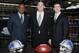 DETROIT , MI - JANUARY 16: Jim Schwartz, center, head coach of the Detroit Lions poses with General Manager Martin Mayhew, left, and Tom Lewand team president after a press conference to introduce him as the Lions new head coach on January 16, 2009 at Ford Field in Detroit, Michigan. (Photo by Gregory Shamus/Getty Images)