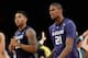 NEW YORK, NY - NOVEMBER 23: Jordan Henriquez #21 and Rodney McGruder #22 of the Kansas State Wildcats look on during the game against the Michigan Wolverines at Madison Square Garden on November 23, 2012 in New York City. Michigan Wolverines defeated Kansas State Wildcats 71-57. (Photo by Mike Stobe/Getty Images)