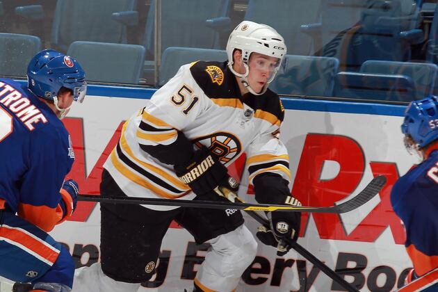 B's Rookie Spooner to Center Lucic, Horton vs. Jets