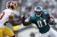 PHILADELPHIA, PA - DECEMBER 23: Jason Avant #81 of the Philadelphia Eagles runs with the ball as DeAngelo Hall #23 of the Washington Redskins defends at Lincoln Financial Field on December 23, 2012 in Philadelphia, Pennsylvania. (Photo by Alex Trautwig/Getty Images)