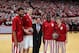 Mar 5, 2013, Bloomington, USA; Indiana Hoosiers from left to right Christian Watford, and Cody Zeller, and coach Tom Crean, and Victor Oladipo, and Jordan Hulls pose for a photo before the game against the Ohio State Buckeyes at Assembly Hall. Ohio State defeated Indiana 67-58. Mandatory Credit: Brian Spurlock-USA TODAY Sports
