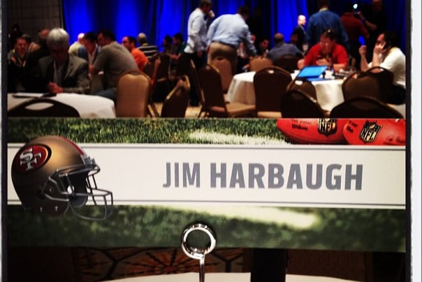 Jim Harbaugh's Seat at the NFL Owners Meeting