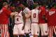 CHICAGO, IL - MARCH 15: Victor Oladipo #4 of the Indiana Hoosiers celebrates with teammates, inlcuding Christian Watford #2 and Will Sheehey #0, after dunking on the Illinois Fighting Illini during a quarterfinal game of the Big Ten Basketball Tournament at the United Center on March 15, 2013 in Chicago, Illinois. Indiana defeated Illinois 80-64. (Photo by Jonathan Daniel/Getty Images)