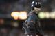 SAN FRANCISCO - OCTOBER 5: Barry Bonds #25 of the San Francisco Giants looks on during the game against the Los Angeles Dodgers on October 5, 2001 at Pac Bell Park in San Francisco, California. The Dodgers won 11-10. (Photo by Jed Jacobsohn/Getty Images)