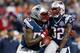 FOXBORO, MA - DECEMBER 10: Devin McCourty #32 celebrates an interception with Brandon Spikes #55 of the New England Patriots against the Houston Texans in the first half at Gillette Stadium on December 10, 2012 in Foxboro, Massachusetts. (Photo by Jim Rogash/Getty Images)