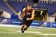 Feb 23, 2013; Indianapolis, IN, USA; Texas A&M Aggies offensive lineman Luke Joeckel does the shuttle dash during the NFL Combine at Lucas Oil Stadium. Mandatory Credit: Brian Spurlock-USA TODAY Sports