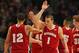 CHICAGO, IL - MARCH 16: Ben Brust #1 of the Wisconsin Badgers celebrates with teammate Traevon Jackson #12 during a semifinal game of the Big Ten Basketball Tournament against the Indiana Hoosiers at the United Center on March 16, 2013 in Chicago, Illinois. Wisconsin defeats Indiana 68-56. (Photo by Jonathan Daniel/Getty Images)