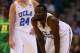 LAS VEGAS, NV - MARCH 16: Travis Wear #24 and Shabazz Muhammad #15 of the UCLA Bruins look on in the first half against the Oregon Ducks during the Pac-12 Championship game at MGM Grand Garden Arena on March 16, 2013 in Las Vegas, Nevada. (Photo by Jeff Gross/Getty Images)